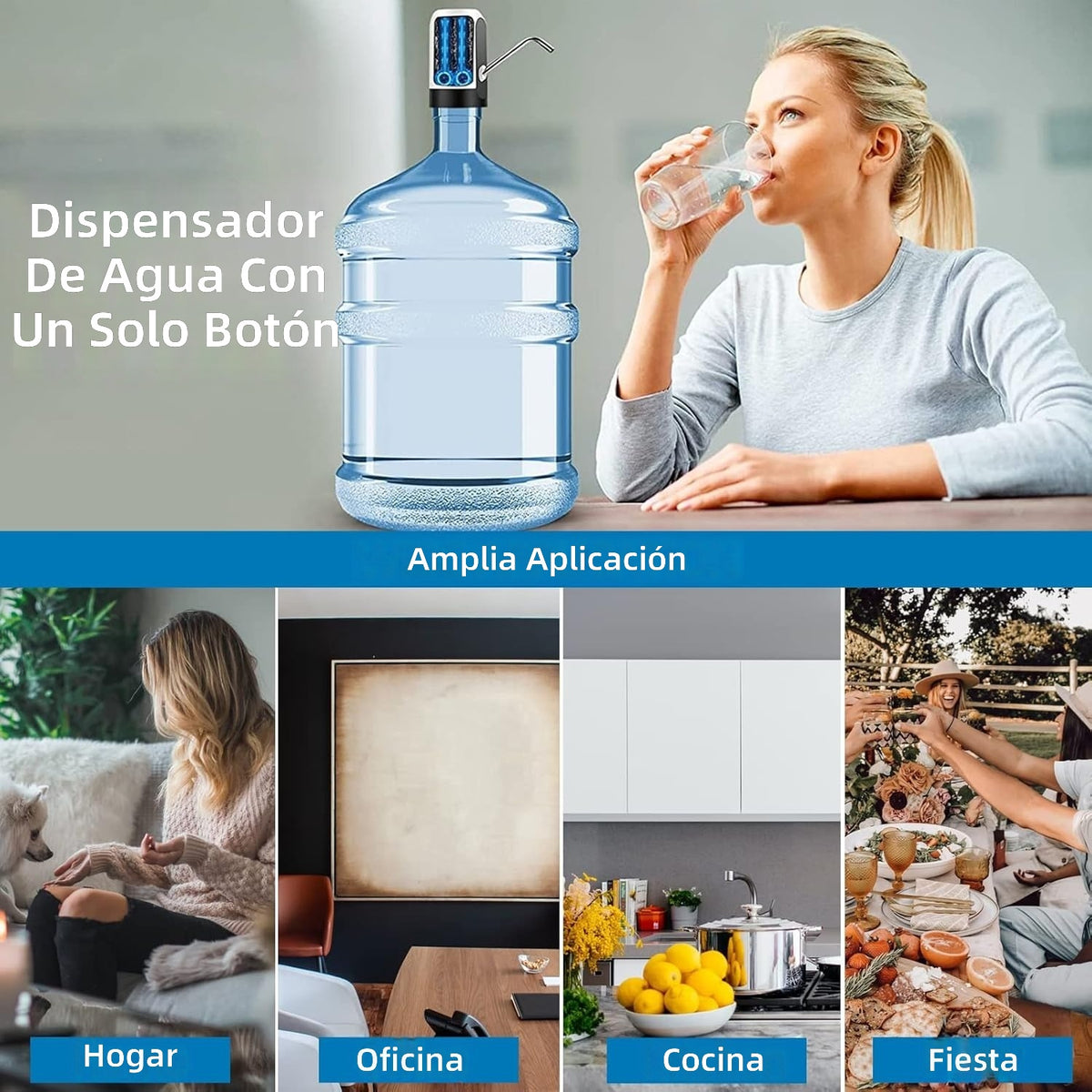 Dispensador de Agua Eléctrico Recargable USB