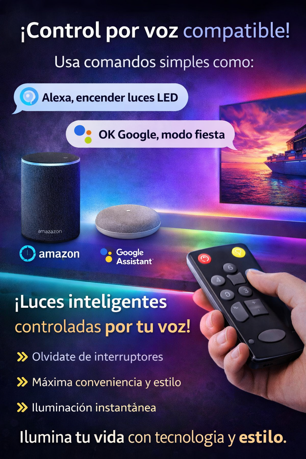 Tira LED WiFi 2M compatible con Alexa