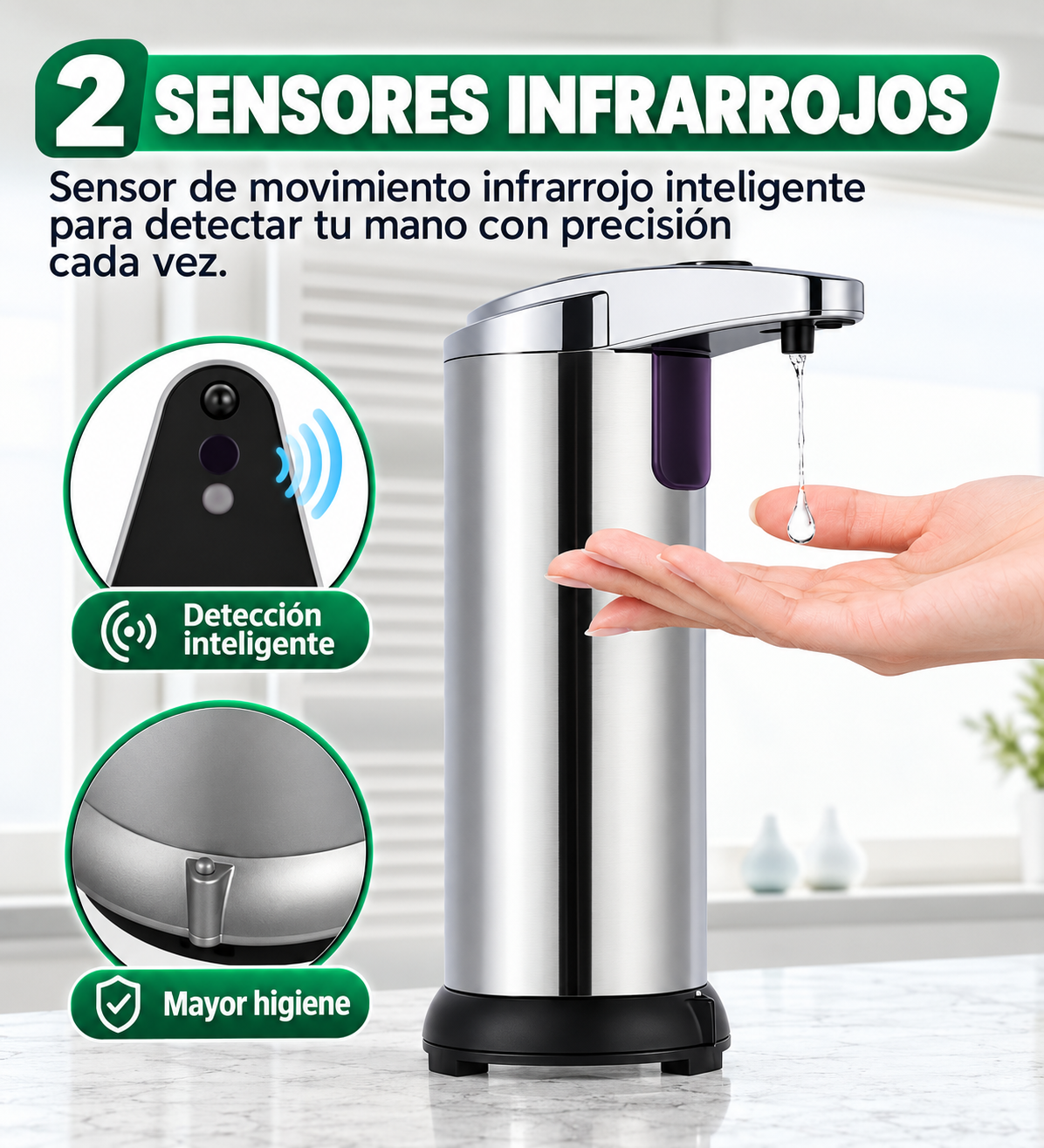 Dispensador Automático de Jabón con Sensor