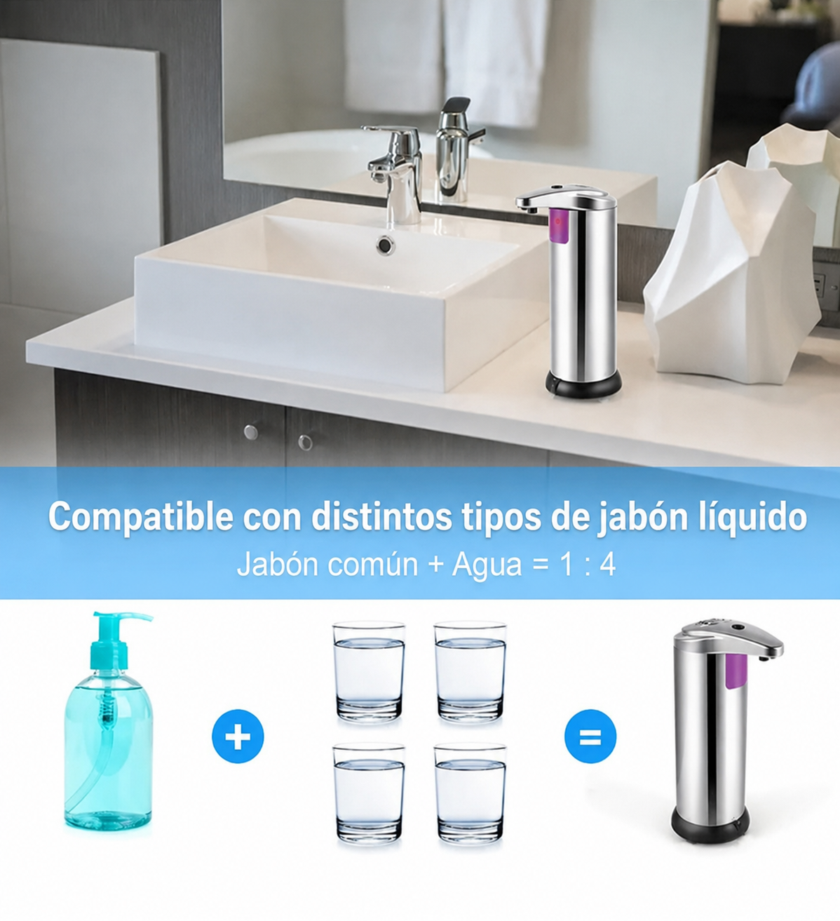 Dispensador Automático de Jabón con Sensor