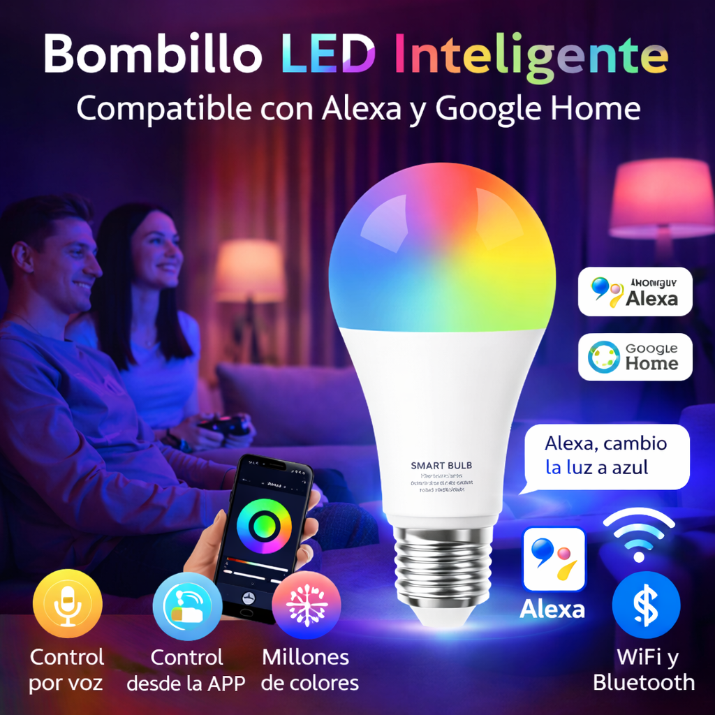 BOMBILLO LED WIFI Compatible con Alexa